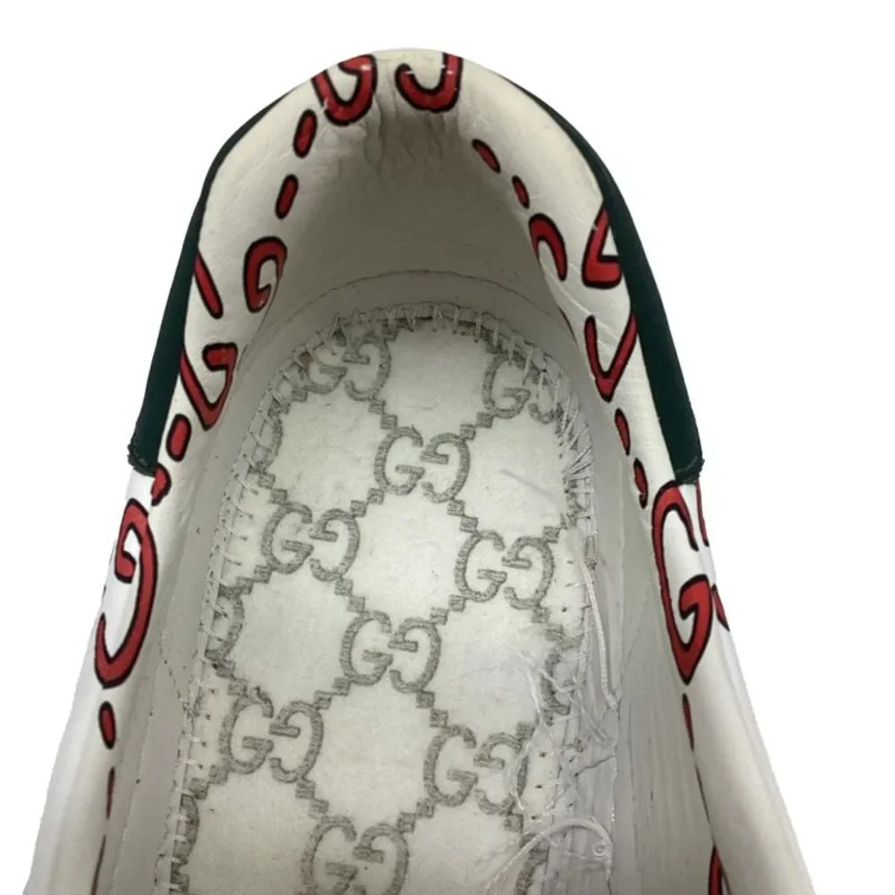 Gucci Ace GG Print Low Top Sneakers in White Leather